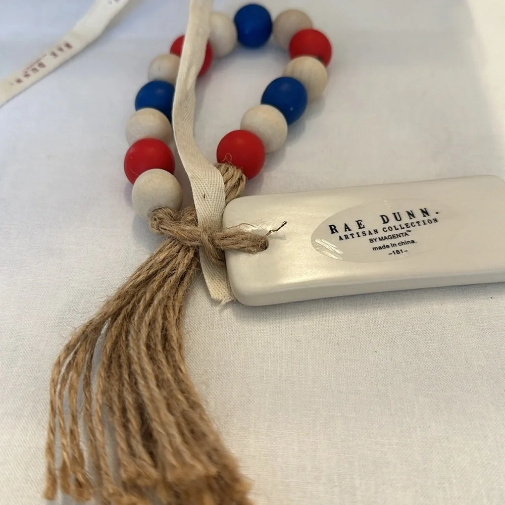 RAE DUNN USA & WELCOME Patriotic Beads Ceramic Garland.